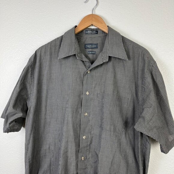 Van Heusen Short Sleeve Front Button Shirt Gingham Plaid Men’s Size L - Picture 3 of 7